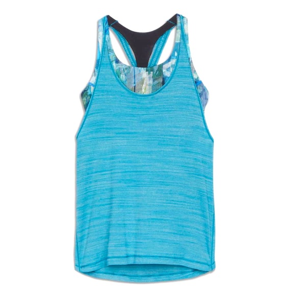 Lululemon Twist and Toil tank Size 6 Heathered Teal Blue / Sun Dazed Multi Blue - Picture 4 of 7